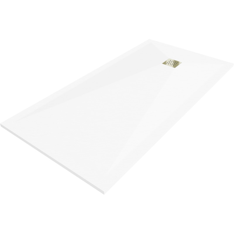 Mexen Stone+ ristkülikukujuline komposiitdušialus 180 x 90 cm, valge, kuldne kate - 44109018-G