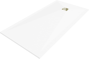 Mexen Stone+ rechteckiger Komposit-Duschwanne 180 x 80 cm, weiß, goldene Abdeckung - 44108018-G
