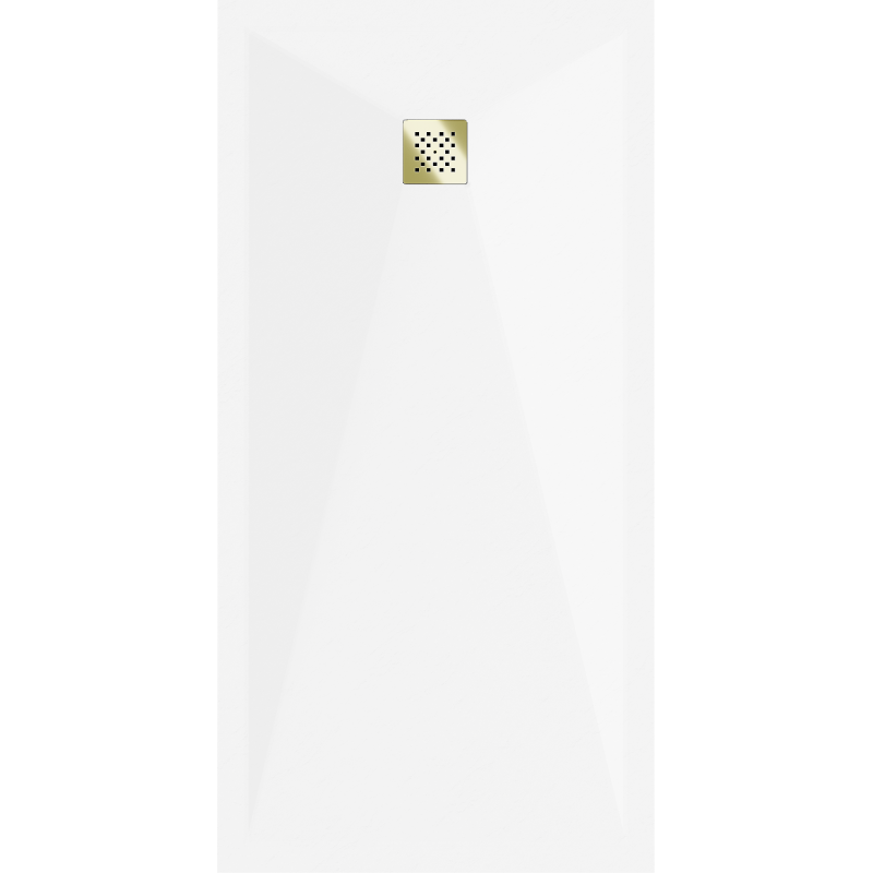 Mexen Stone+ rectangular composite shower tray 180 x 80 cm, white, gold cover - 44108018-G