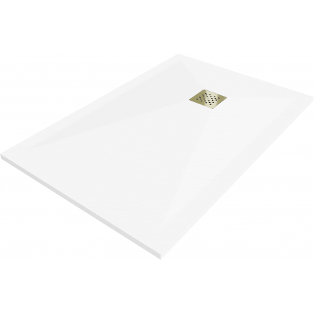 Mexen Stone+ receveur de douche rectangulaire en composite 90 x 80 cm, blanc, cache doré - 44108090-G