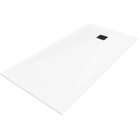 Mexen Stone+ brodzik kompozytowy prostokątny 200 x 80 cm, biały, maskownica czarna - 44108020-B