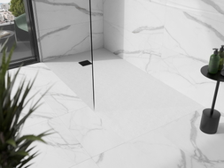 Mexen Stone+ komposiitdušialus ristkülikukujuline 180 x 70 cm, valge, must kate - 44107018-B