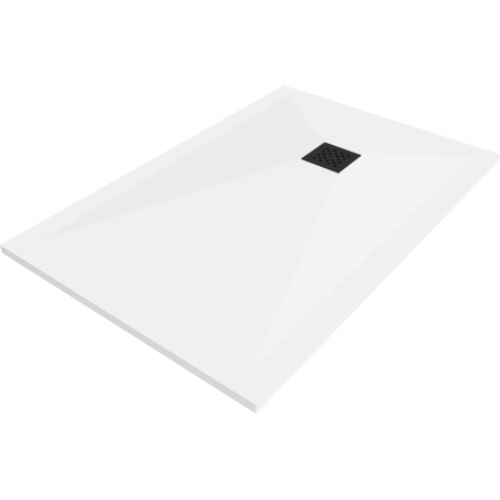 Mexen Stone+ rechthoekige composiet douchebak 140 x 70 cm, wit, zwarte afdekking - 44107014-B