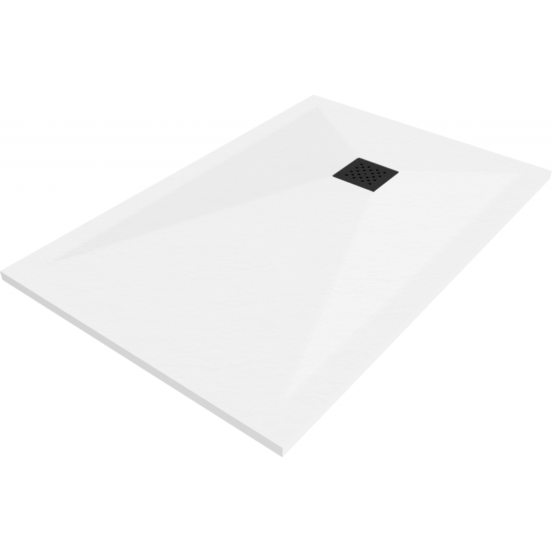 Mexen Stone+ rechteckige Duschwanne aus Verbundwerkstoff 100 x 80 cm, weiß, schwarze Abdeckung - 44108010-B