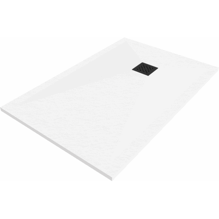 Mexen Stone+ rechteckige Duschwanne aus Verbundwerkstoff 100 x 80 cm, weiß, schwarze Abdeckung - 44108010-B