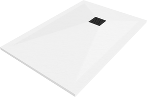 Mexen Stone+ brodzik kompozytowy prostokątny 80 x 70 cm, biały, maskownica czarna - 44107080-B