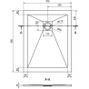 Mexen Stone+ rechthoekige composiet douchebak 90 x 70 cm, wit, zwarte afdekking - 44107090-B