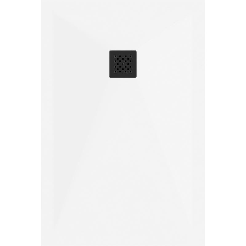 Mexen Stone+ Rechteckige Komposit-Duschwanne 90 x 80 cm, weiß, schwarze Abdeckung - 44108090-B