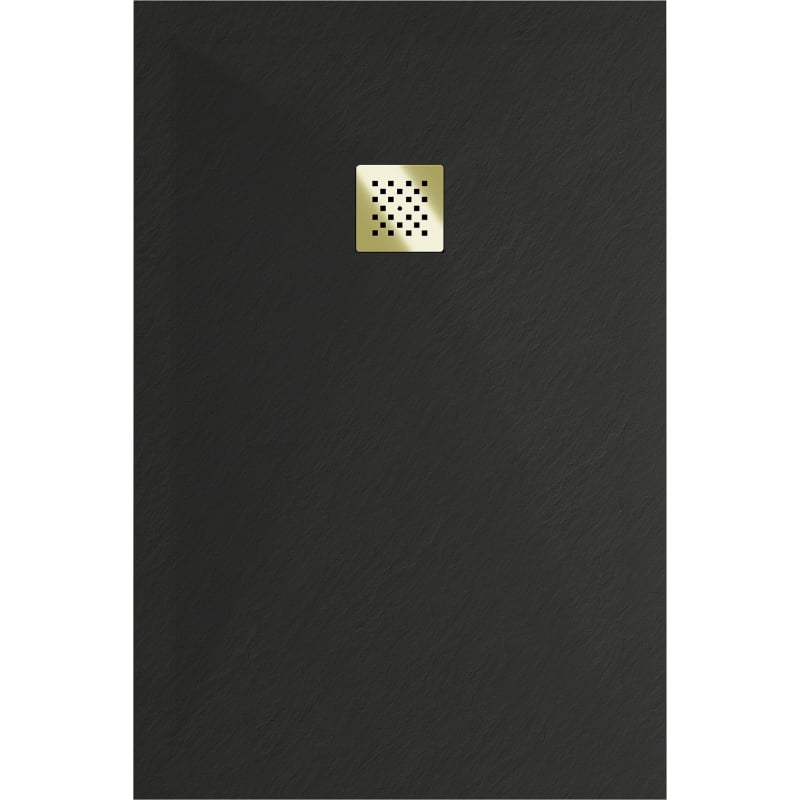 Mexen Stone+ pravokutna kompozitna tuš kada 100 x 70 cm, crna, zlatni prekrivni poklopac - 44707010-G