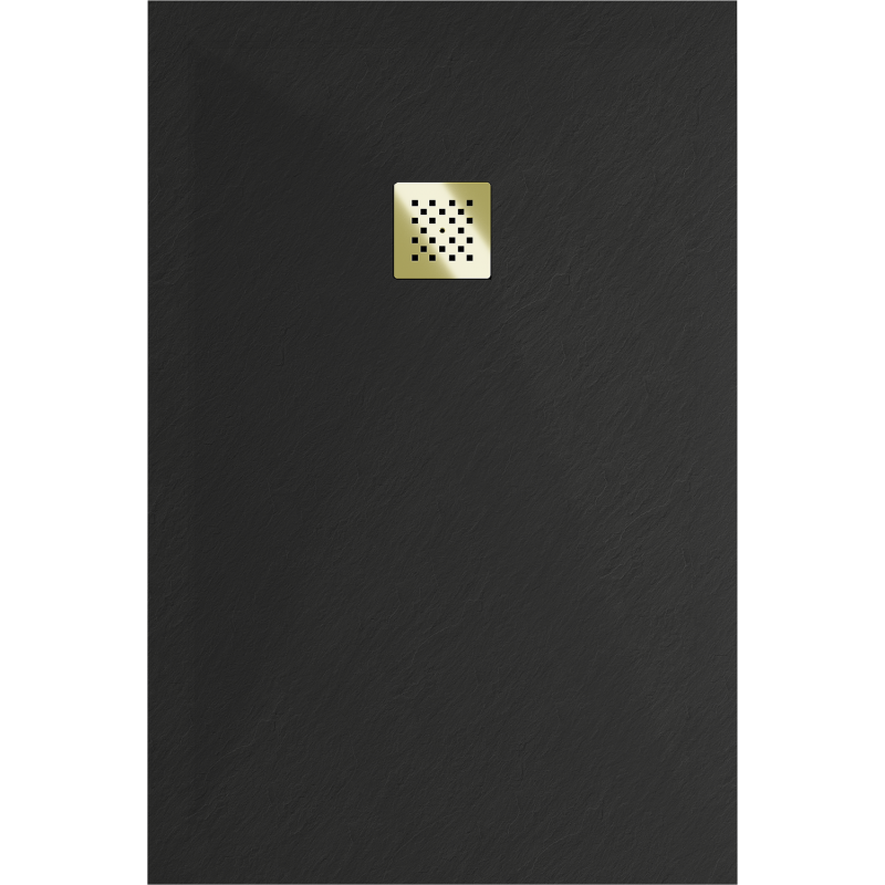Mexen Stone+ rechteckige Duschwanne aus Verbundwerkstoff 100 x 70 cm, schwarz, goldene Abdeckung - 44707010-G
