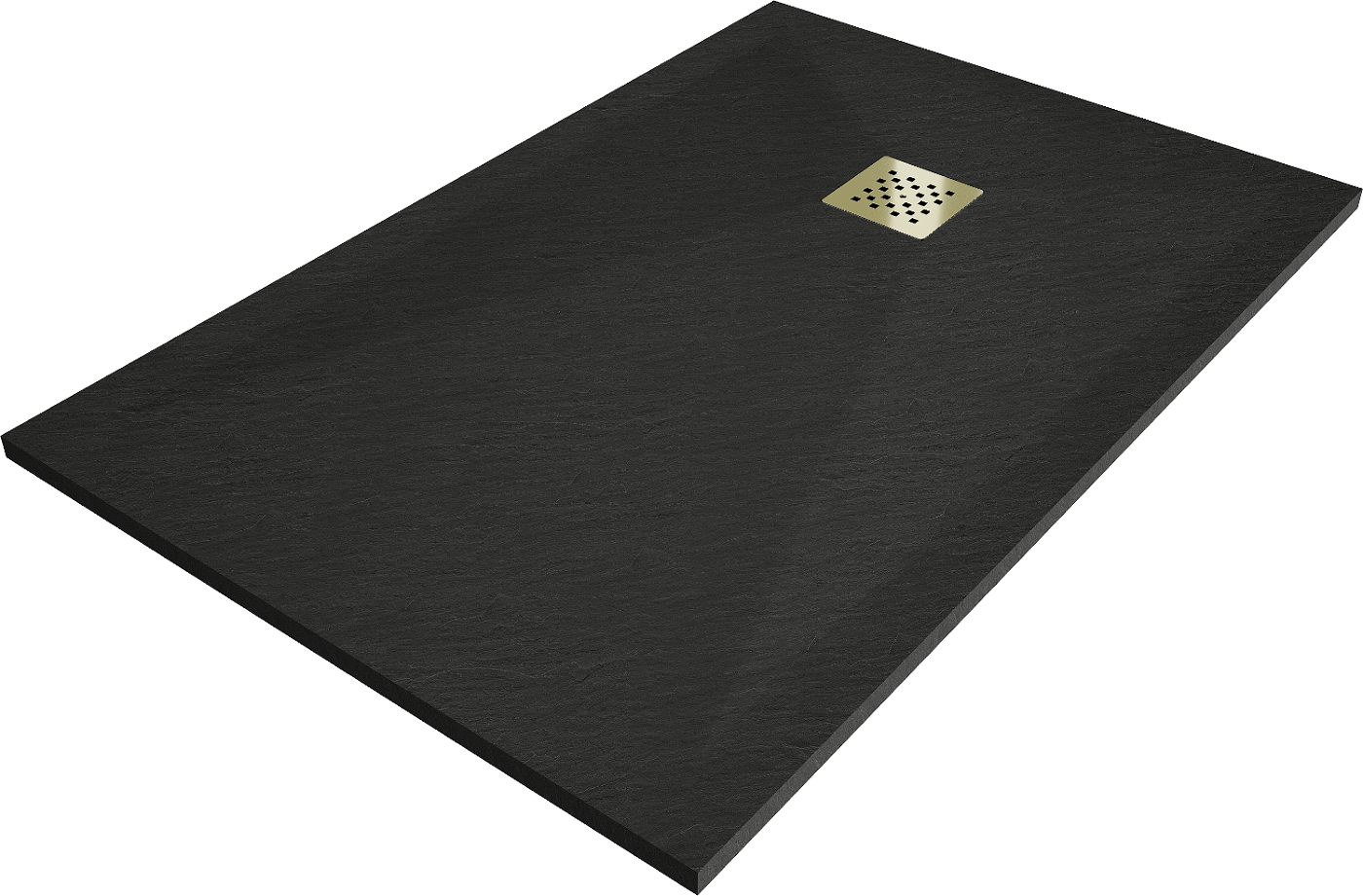 Mexen Stone+ brodzik kompozytowy prostokątny 110 x 70 cm, czarny, maskownica złota - 44707011-G