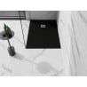 Mexen Stone+ receveur composite rectangulaire 100 x 90 cm, noir, cache-douche doré - 44709010-G