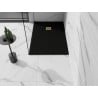 Mexen Stone+ receveur composite rectangulaire 100 x 90 cm, noir, cache-douche doré - 44709010-G