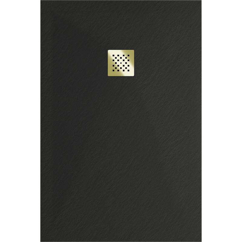 Mexen Stone+ composite rectangular shower tray 90 x 80 cm, black, gold cover - 44708090-G