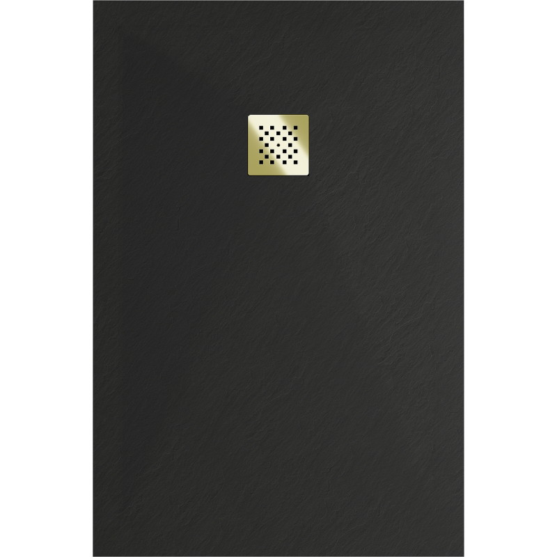 Mexen Stone+ rectangular composite shower tray 140 x 70 cm, black, gold cover - 44707014-G