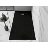 Receveur de douche en composite Mexen Stone+ rectangulaire 180 x 80 cm, noir, cache doré - 44708018-G