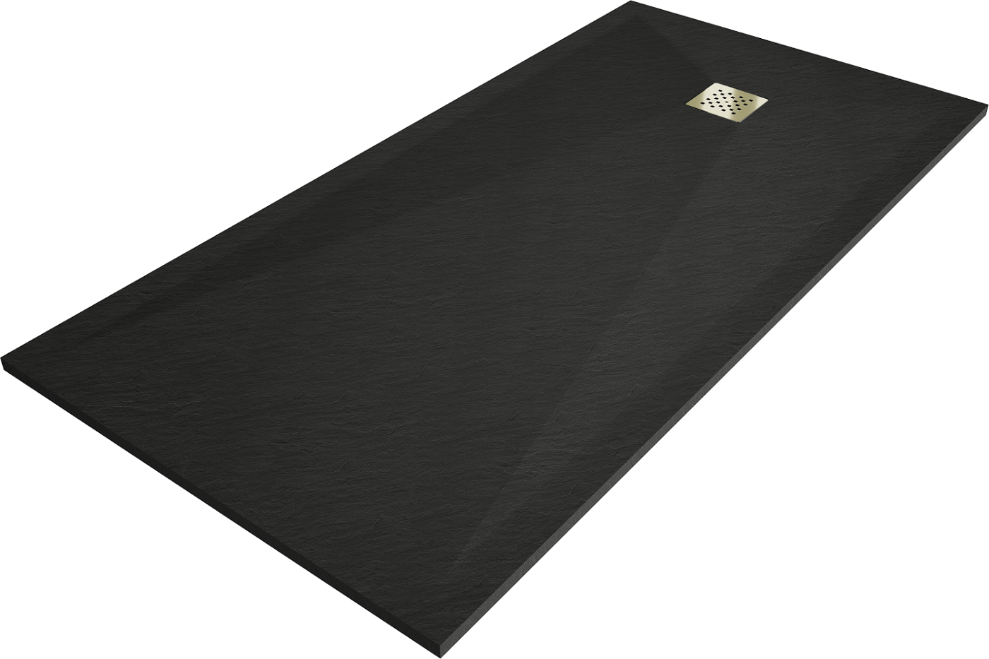 Mexen Stone+ brodzik kompozytowy prostokątny 180 x 100 cm, czarny, maskownica złota - 44701018-G