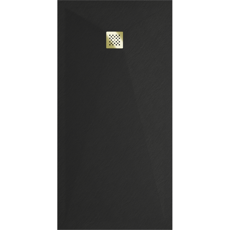 Mexen Stone+ brodzik kompozytowy prostokątny 160 x 100 cm, czarny, maskownica złota - 44701016-G