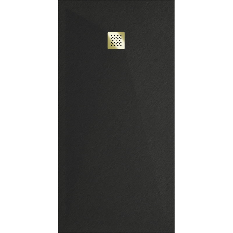 Mexen Stone+ rectangular composite shower tray 180 x 100 cm, black, gold cover - 44701018-G