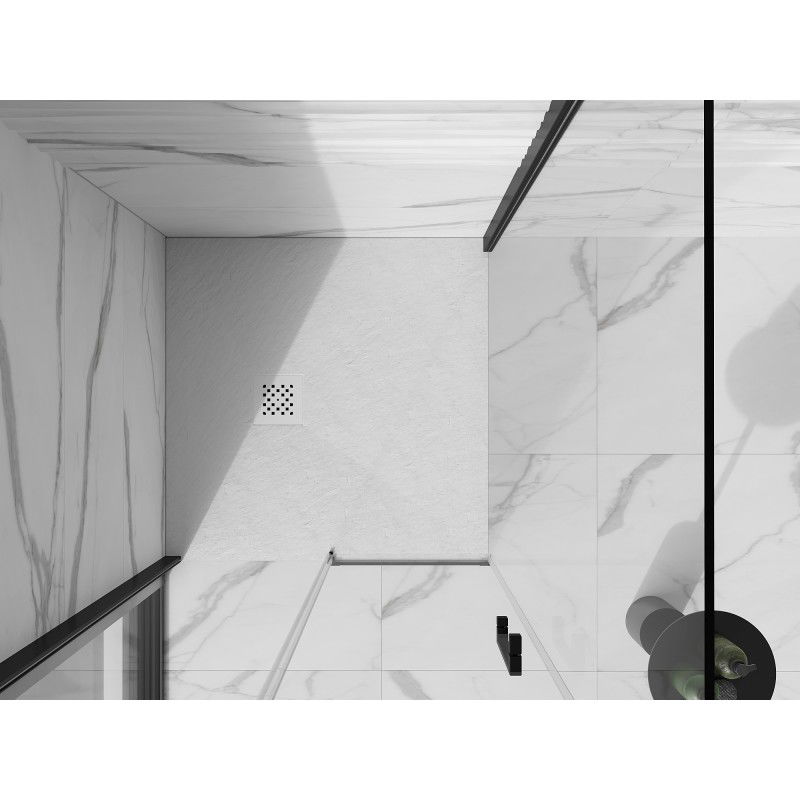 Mexen Stone+ vierkante composiet douchebak 90 x 90 cm, wit, witte afdekking - 44109090-W