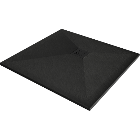 Mexen Stone+ brodzik kompozytowy kwadratowy 70 x 70 cm, czarny, maskownica czarna - 44707070-B