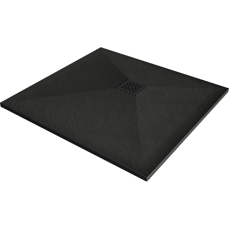 Mexen Stone+ kwadrant composiet douchebak 90 x 90 cm, zwart, zwarte afdekking - 44709090-B