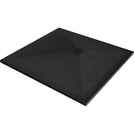Mexen Stone+ brodzik kompozytowy kwadratowy 90 x 90 cm, czarny, maskownica czarna - 44709090-B