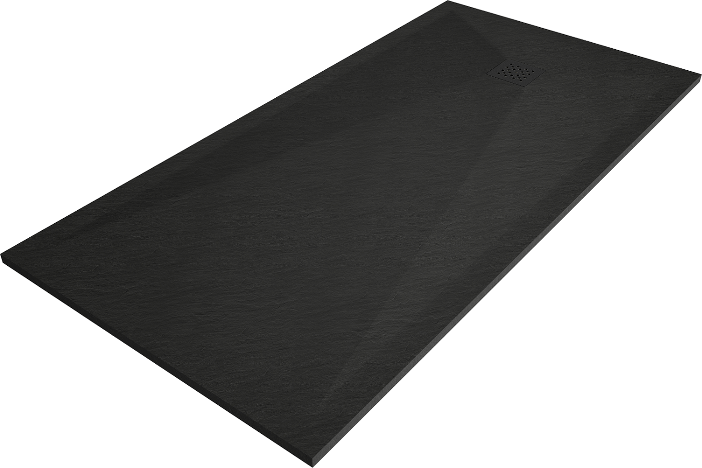 Mexen Stone+ brodzik kompozytowy prostokątny 200 x 100 cm, czarny, maskownica czarna - 44701020-B