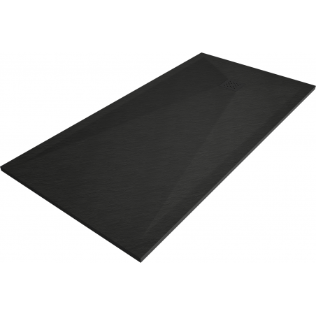 Mexen Stone+ brodzik kompozytowy prostokątny 160 x 70 cm, czarny, maskownica czarna - 44707016-B
