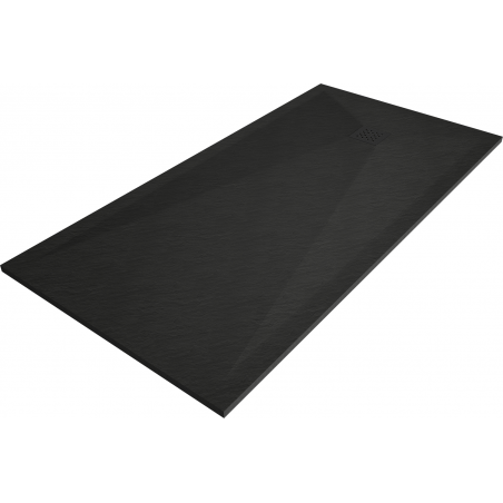 Mexen Stone+ brodzik kompozytowy prostokątny 180 x 80 cm, czarny, maskownica czarna - 44708018-B