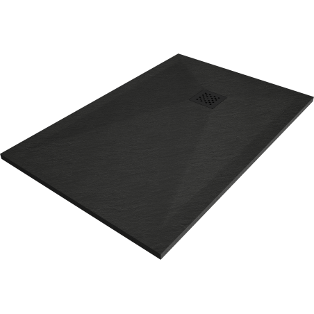 Mexen Stone+ ristkülikukujuline komposiitdušialus 140 x 80 cm, must, must kate - 44708014-B