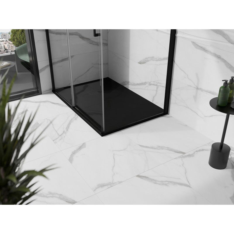 Mexen Stone+ receveur de douche en composite rectangulaire 130 x 70 cm, noir, cache noir - 44707013-B