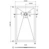 Mexen Stone+ rechthoekige composiet douchebak 130 x 70 cm, zwart, zwarte afdekking - 44707013-B