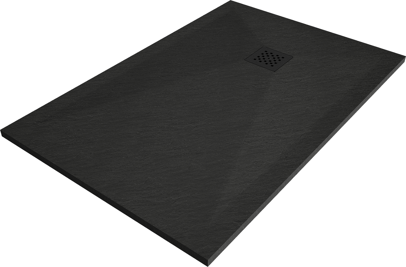 Mexen Stone+ brodzik kompozytowy prostokątny 100 x 80 cm, czarny, maskownica czarna - 44708010-B