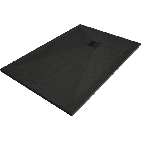 Mexen Stone+ brodzik kompozytowy prostokątny 120 x 80 cm, czarny, maskownica czarna - 44708012-B