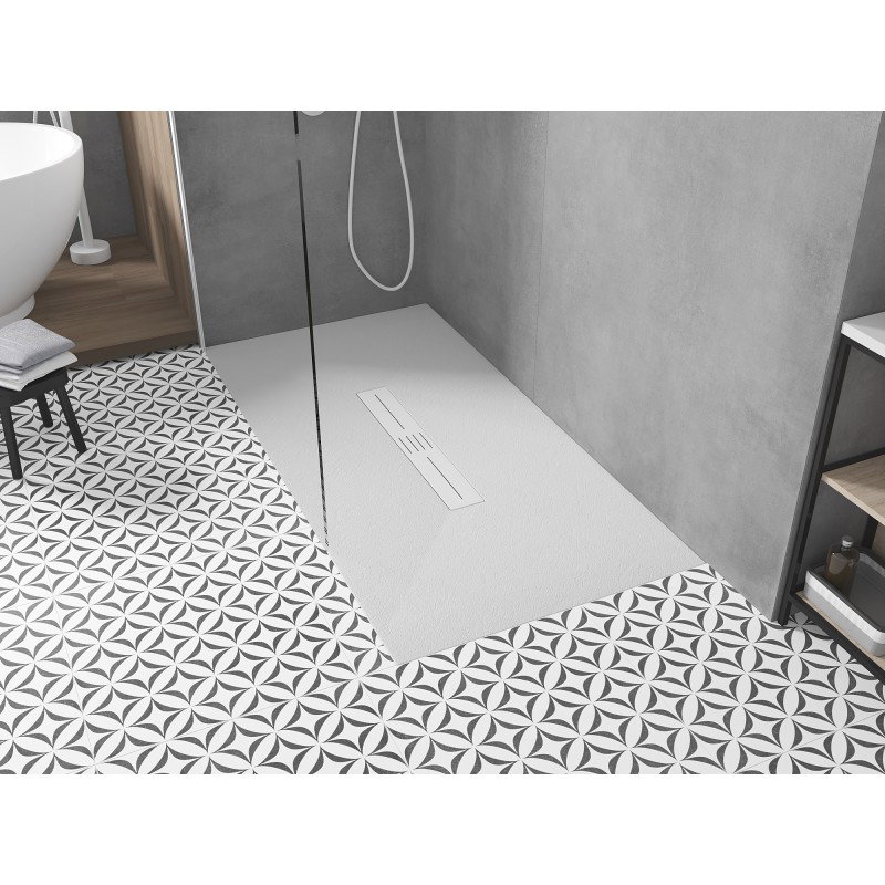 Mexen Toro rechteckegt Duschstéile SMC 150 x 80 cm, wäiss, wäiss Blendkopp - 43108015-W