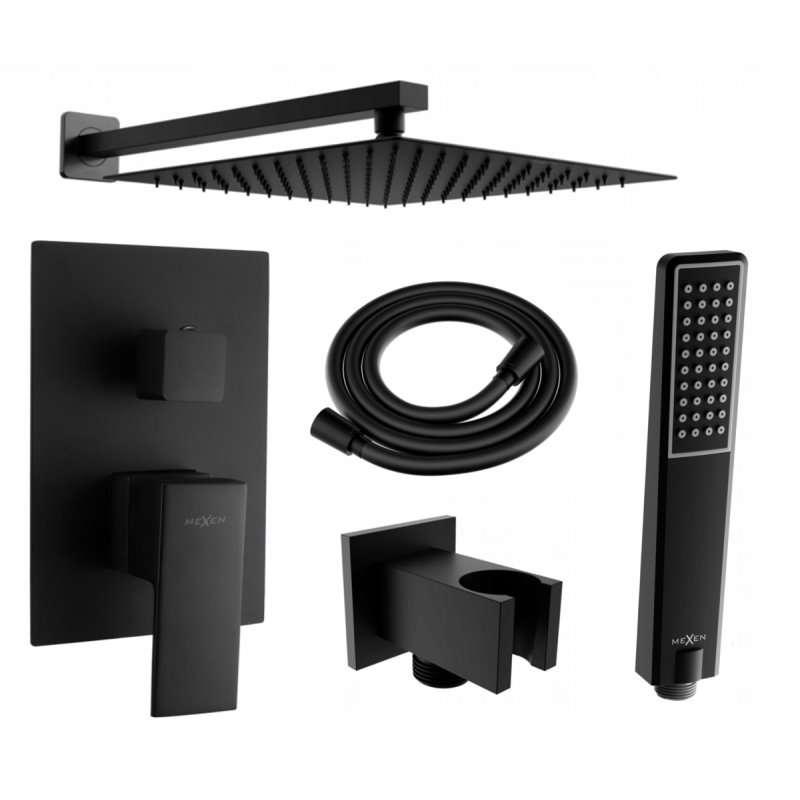 Mexen Uno DR72 conjunto de duche embutido, preto - 71435DR72-70