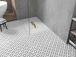 Mexen Toro plato de ducha rectangular SMC 100 x 70 cm, blanco, cubierta dorada - 43107010-G