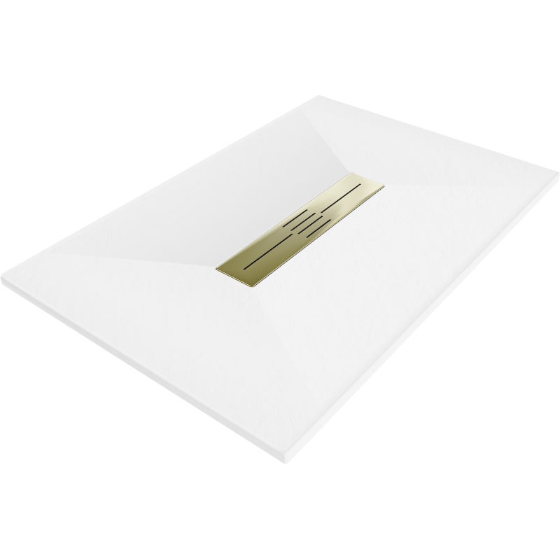 Mexen Toro brodzik prostokątny SMC 120 x 70 cm, biały, maskownica złota - 43107012-G