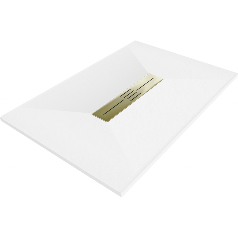 Mexen Toro rechteckige Duschwanne SMC 130 x 70 cm, weiß, goldene Abdeckung - 43107013-G