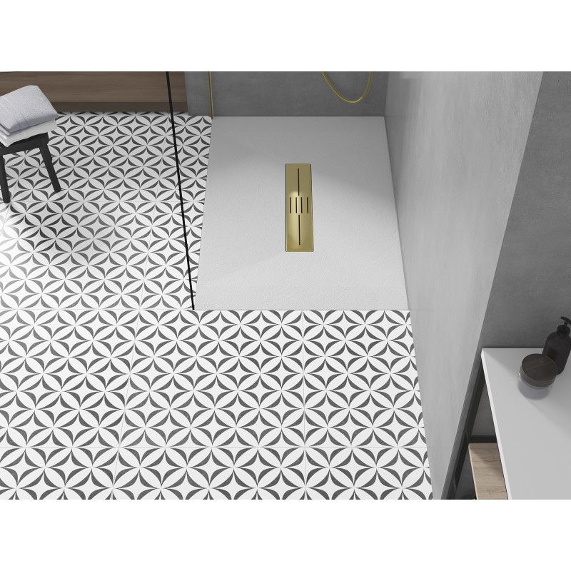 Mexen Toro base de duche retangular SMC 130 x 70 cm, branco, grelha dourada - 43107013-G