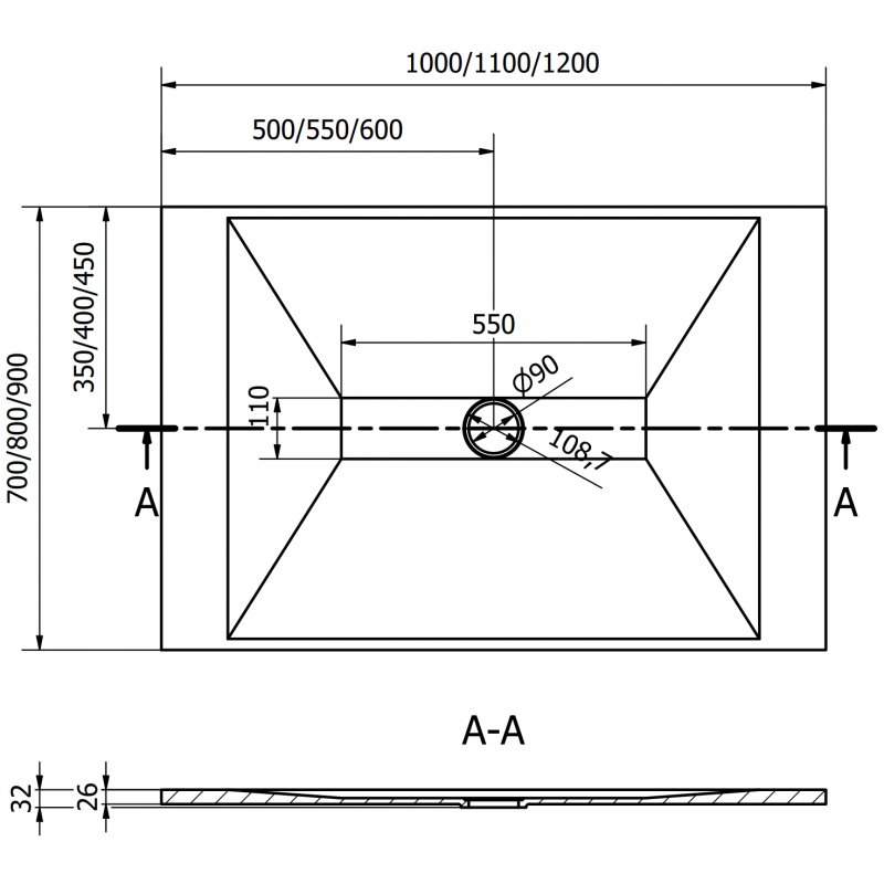 Mexen Toro ορθογώνιος δίσκος ντους SMC 120 x 70 cm, λευκός, χρυσή κάλυψη - 43107012-G