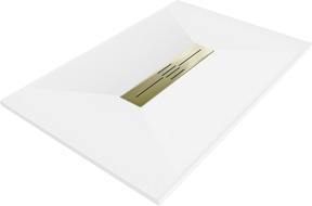 Mexen Toro brodzik prostokątny SMC 100 x 80 cm, biały, maskownica złota - 43108010-G