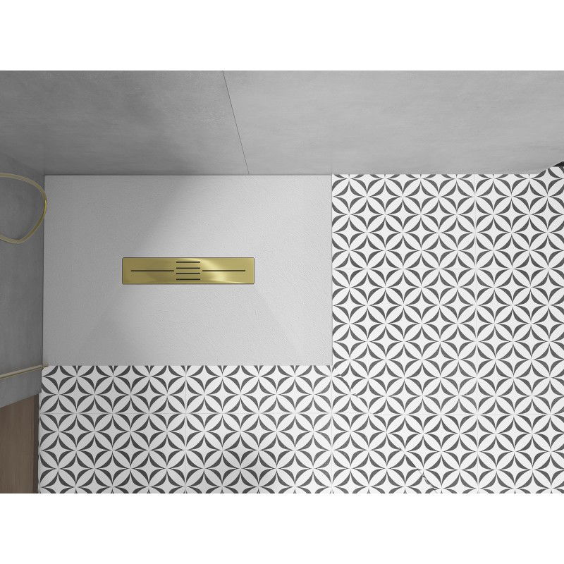 Mexen Toro receveur de douche rectangulaire SMC 100 x 80 cm, blanc, cache doré - 43108010-G