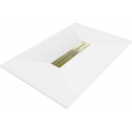 Mexen Toro ristkülikukujuline SMC dušialus 110 x 80 cm, valge, kuldne kate - 43108011-G
