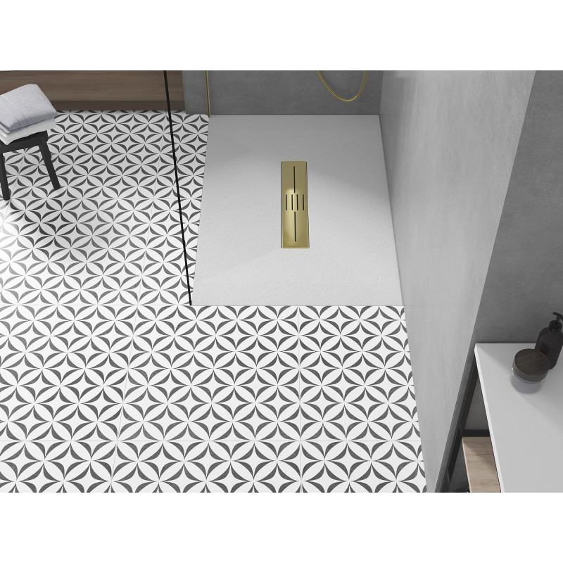 Mexen Toro rectangular SMC shower tray 120 x 80 cm, white, gold cover - 43108012-G