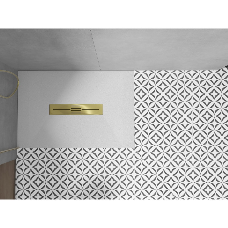 Mexen Toro rectangular SMC shower tray 120 x 80 cm, white, gold cover - 43108012-G