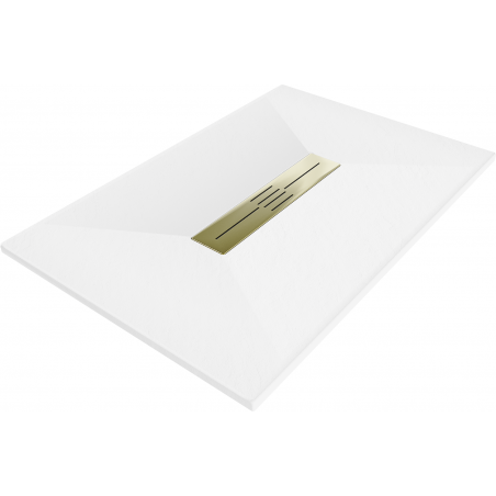 Mexen Toro rechteckige Duschwanne SMC 100 x 90 cm, weiß, Abdeckung gold - 43109010-G