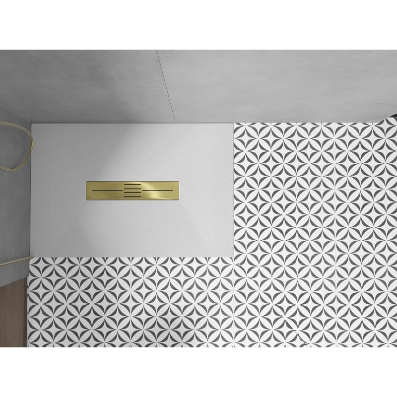 Mexen Toro rechthoekige SMC-douchebak 120 x 90 cm, wit, gouden afdekking - 43109012-G