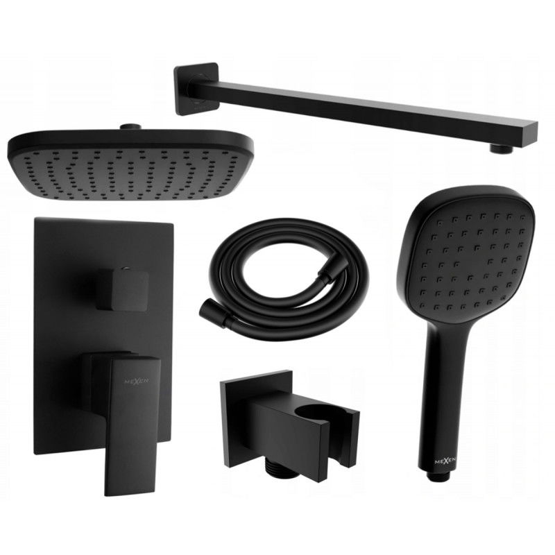 Mexen Uno DR33 inbyggd duschset, svart - 71435DR33-70